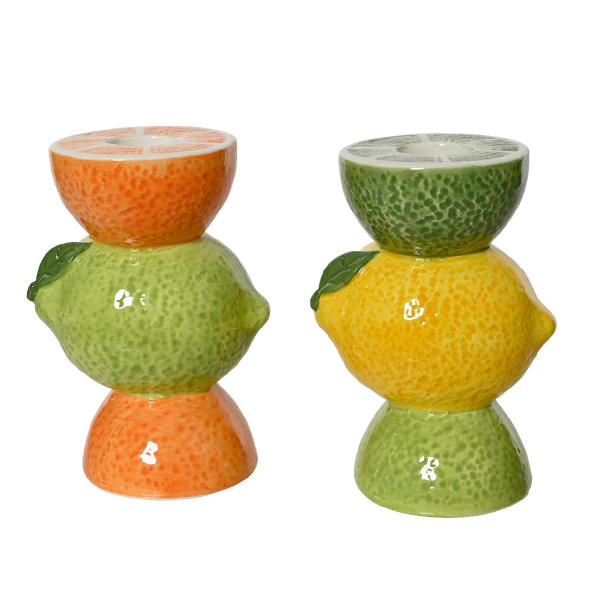 Decoris lysestage frugt stablet 7,3x5,7x10,8 cm dolomit citrus