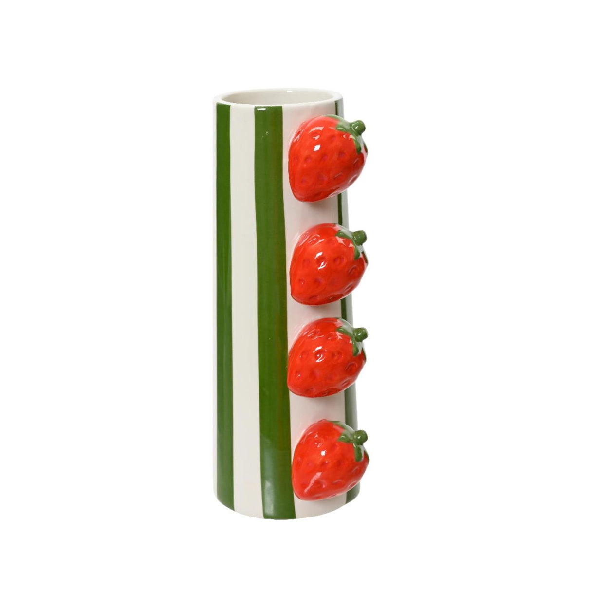 Decoris vase dolomit 10,5cm x b.7.8cm x h.20.7cm grøn stribe med 3D jordbær