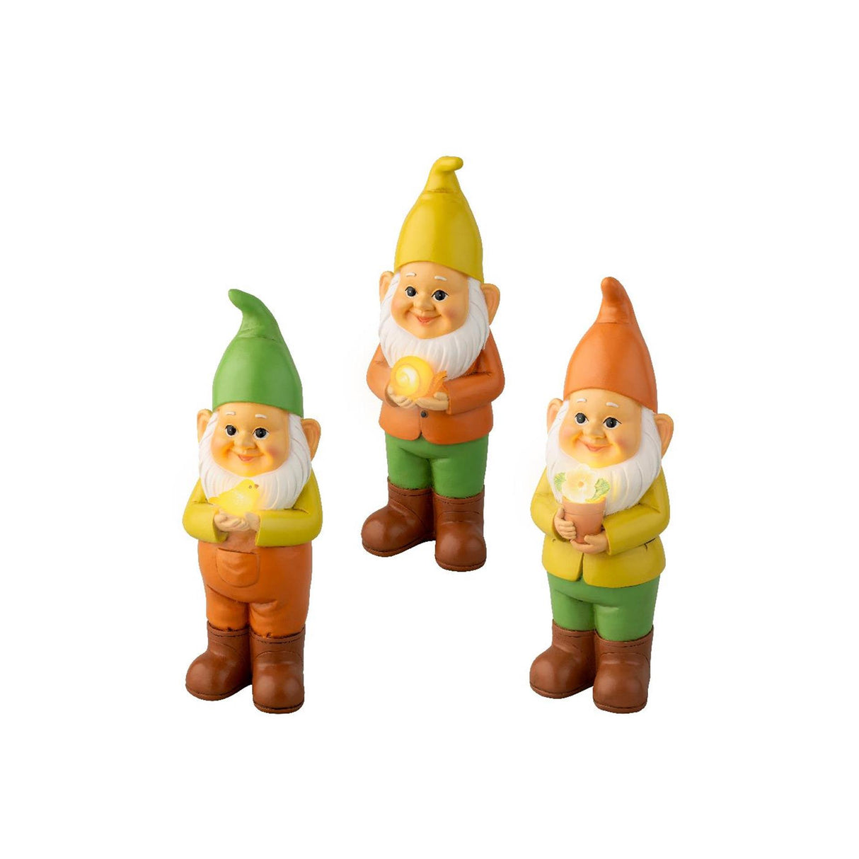 Lumineo solar gnome polyresin 9,5x10x28,5cm 3 assorteret