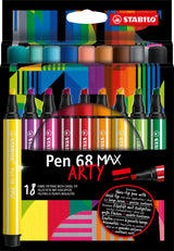 Stabilo pen 68 max arty - tuschpen med tyk mejselspids - sæt med 18 dele