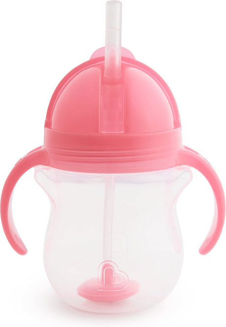 Munchkin tip sip anti-spild halm kop - drikkekop med sugerør - tåler opvaskemaskine - fra 6 måneder - 207ml - pink - drikkekop med sugerør
