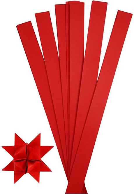 Creativ firma flettestrimler, l: 73 cm, b: 25 mm, d 11,5 cm, rød, 100 strimler 1 æske