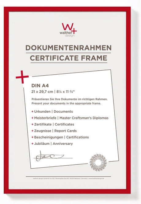 Walther new lifestyle - plastikramme - fotostørrelse 21x29,7 cm (din A4) - rød