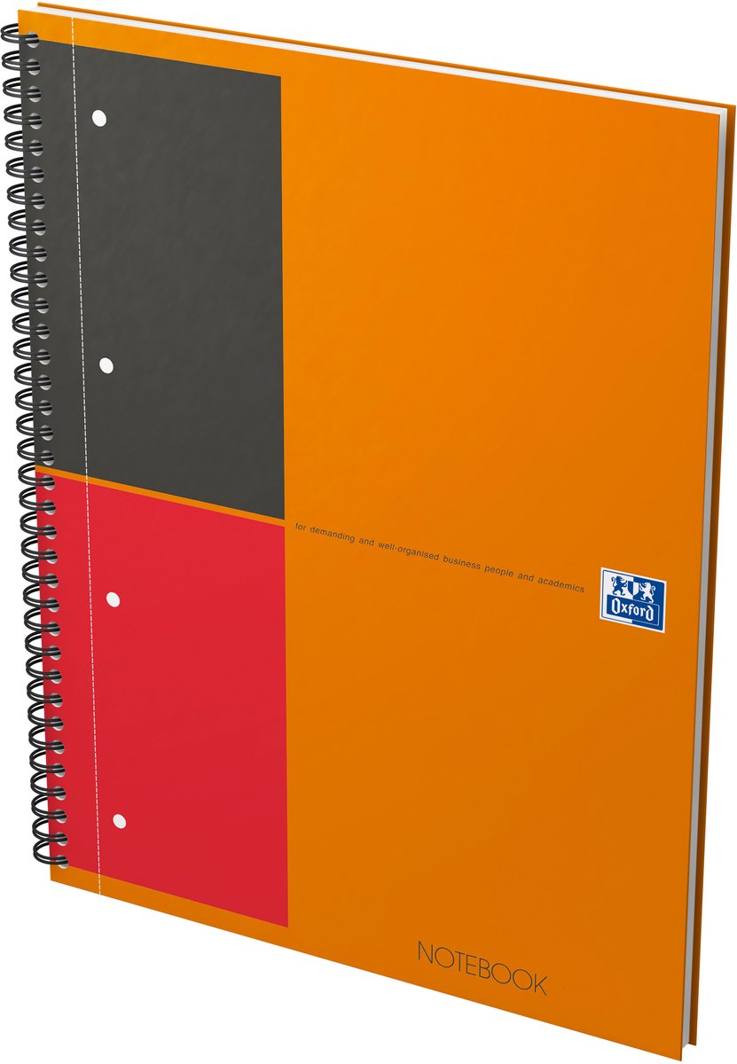 Oxford international notesbog a4+ styret 4 huller 80 ark 80g robust papomslag orange