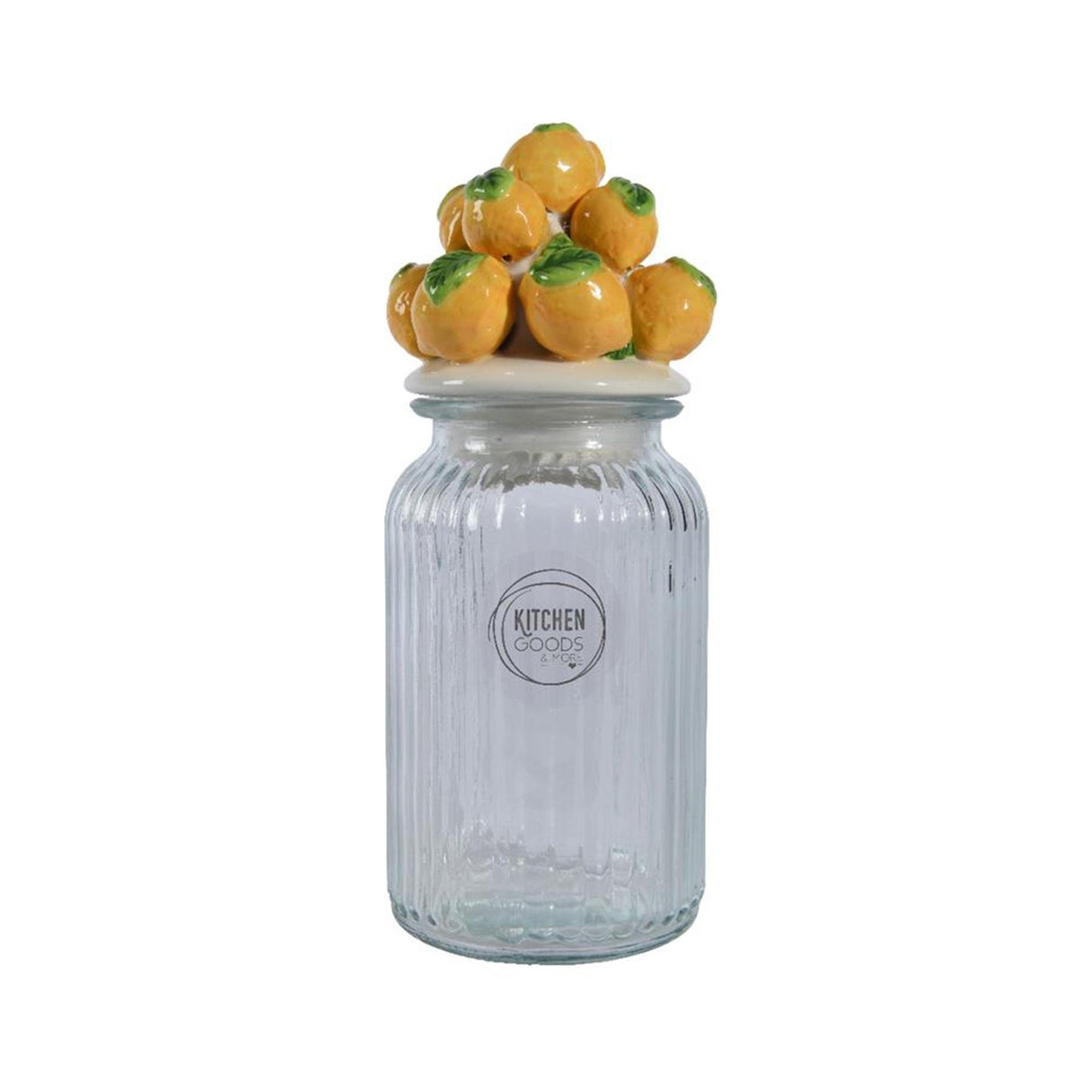 Decoris citron opbevaringskrukke lavet af glas og fajance, dia11x27cm