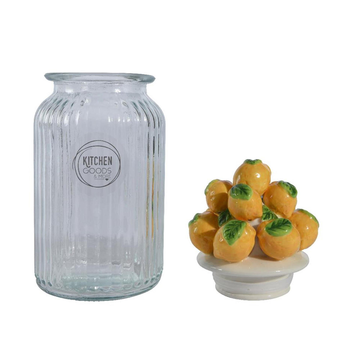 Decoris citron opbevaringskrukke lavet af glas og fajance, dia11x27cm