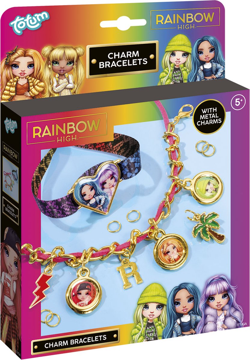 Totum rainbow high 2 charme armbånd til at lave legetøj til piger - håndværkspakke kreative modesmykker mga smykkesæt