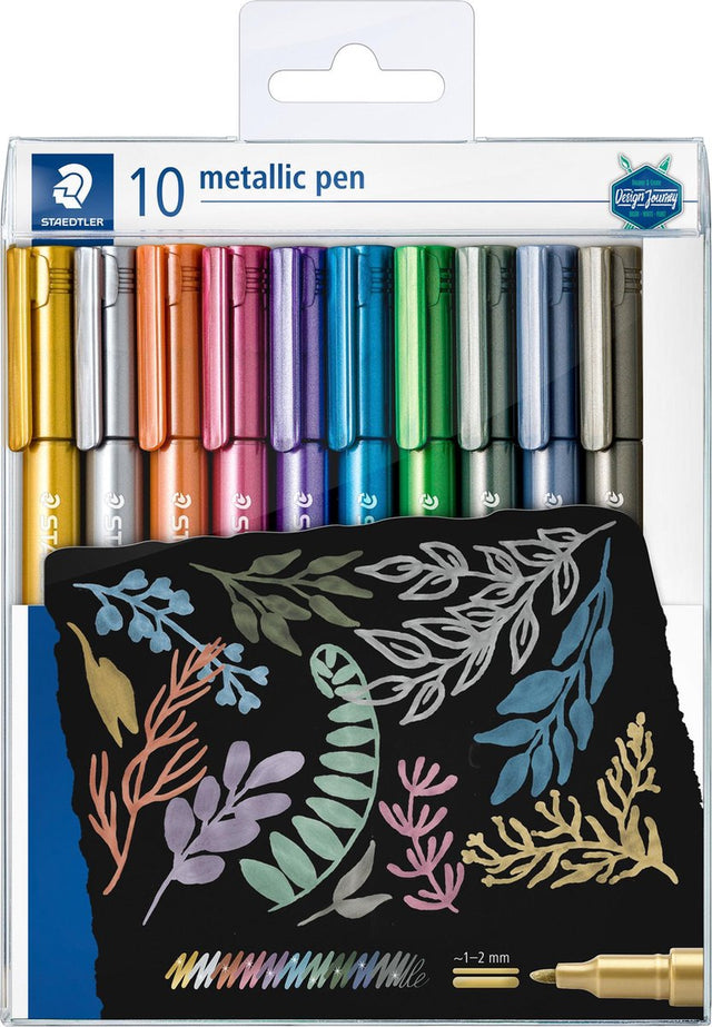 Staedtler metallic pen - sæt med 10 stk design rejse - 8323 tb10