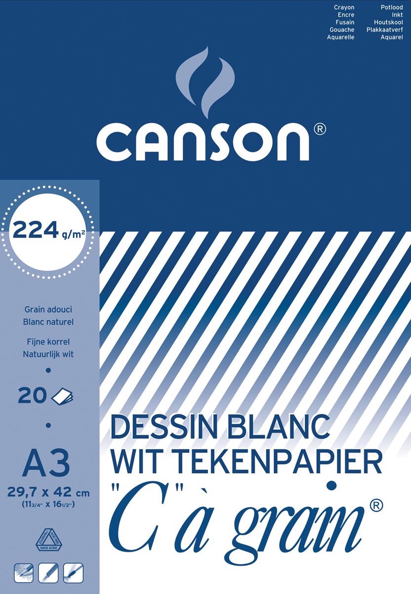 Canson tegneblok c à korn 224 g m² størrelse 297 x 42 cm (a3)