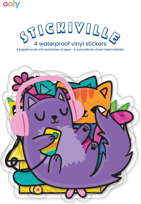 Ooly - stickiville-klistermærker: fjollede kattekillinger - vinyl (4 udstansede)