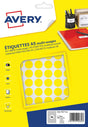Avery label a5 15mm rund blister 168stk gul