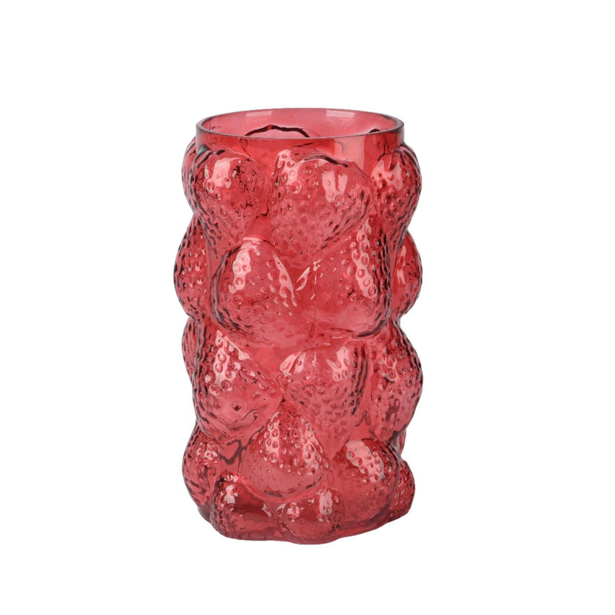 Decoris vase glas ø15x23cm rødt jordbær