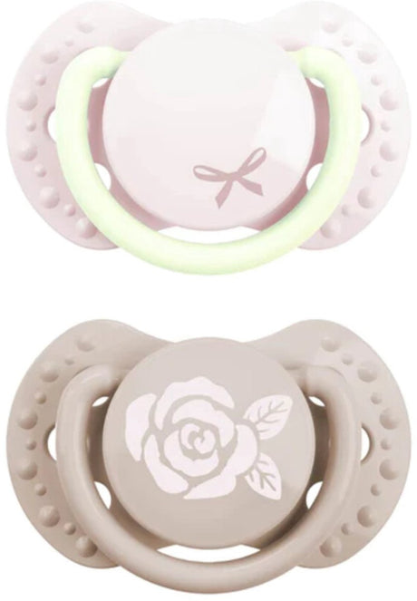 Difrax lovi fopspeen dynamisch - classy - newborn - lichtroze glow in the dark - 2 stuks