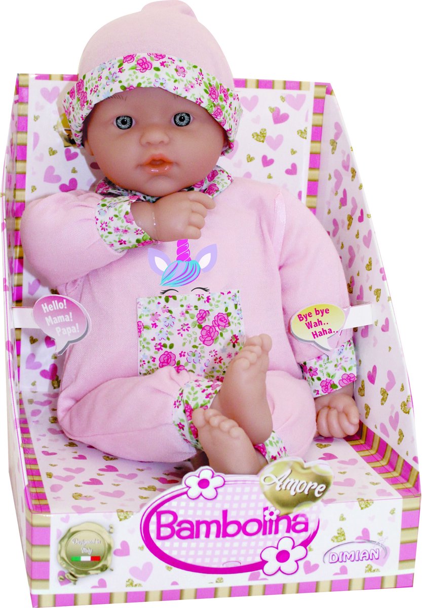 Dimian blød dukke med babylyde - amore - 38 cm.