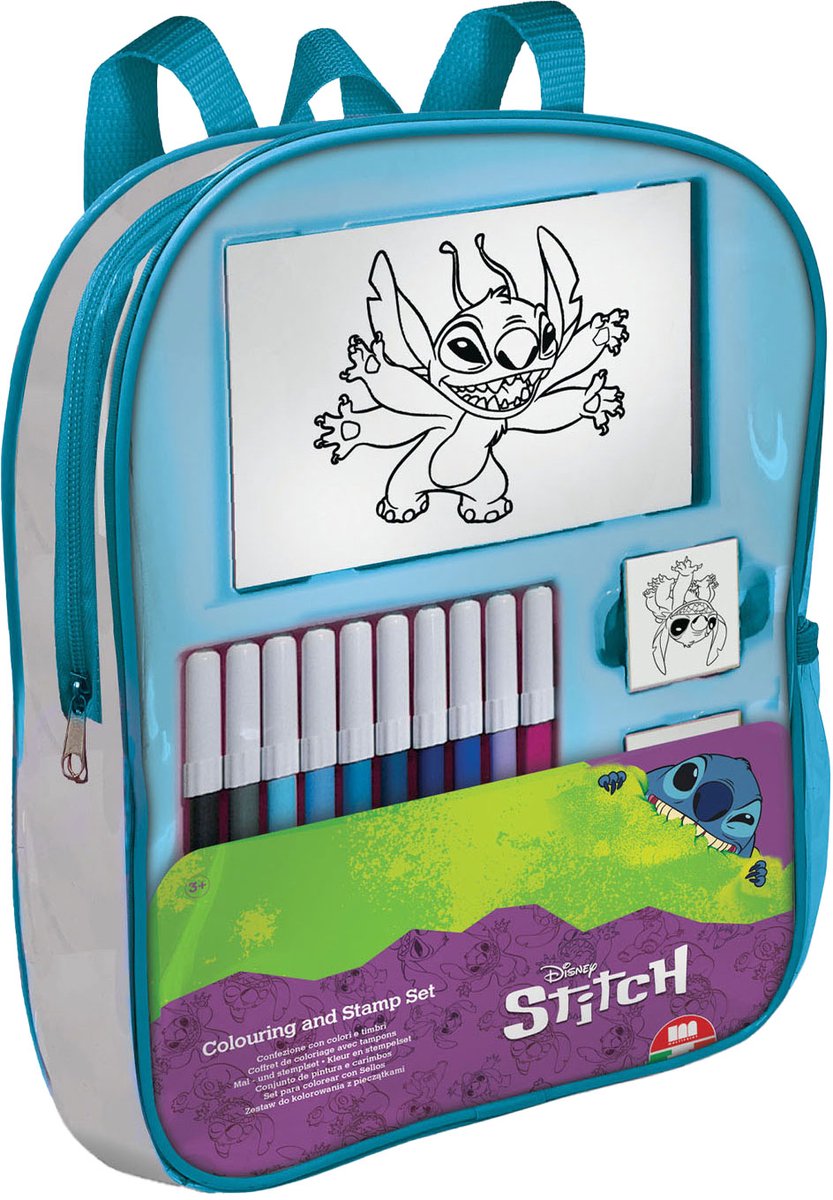 Multiprint Stitch -rygsæk med filt -tip pens frimærker