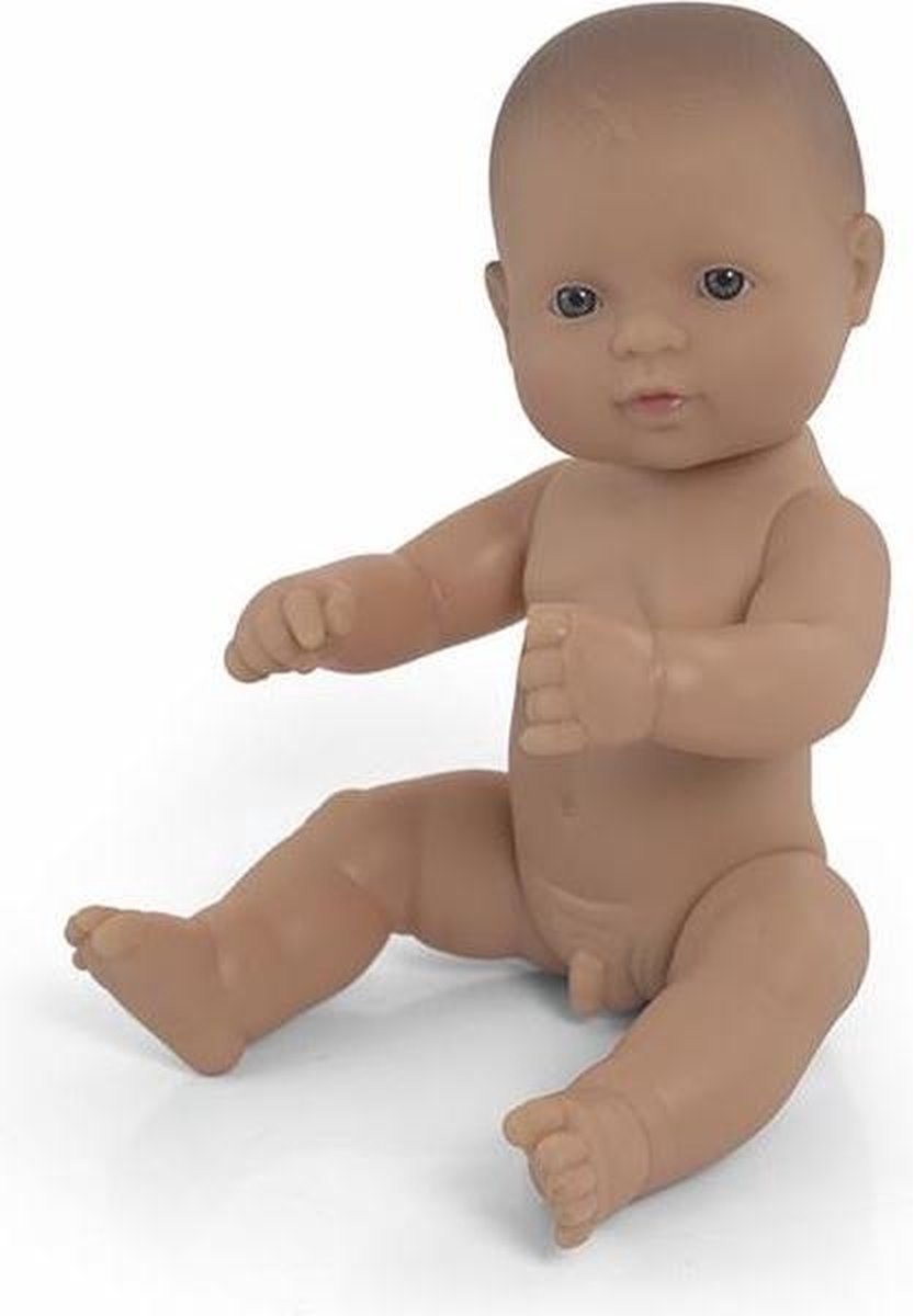 Miniland babydukke - europæisk dreng 32 cm - med vaniljeduft - vandtæt - 10 måneder