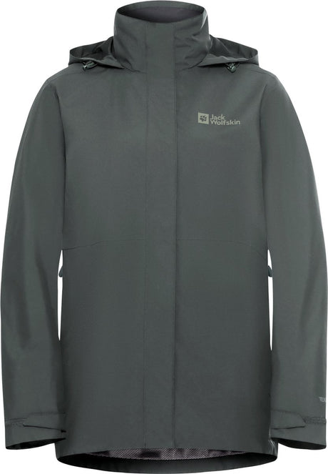 Jack wolfskin rotwand 3in1 jkt w udendørsjakke til kvinder - skifergrøn