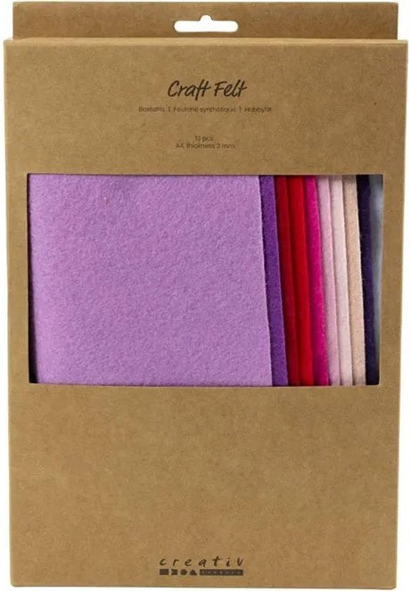 Creativ firma hobbyfilt a4 tykkelse 2mm lilla og pink harmoni - 10 stk.