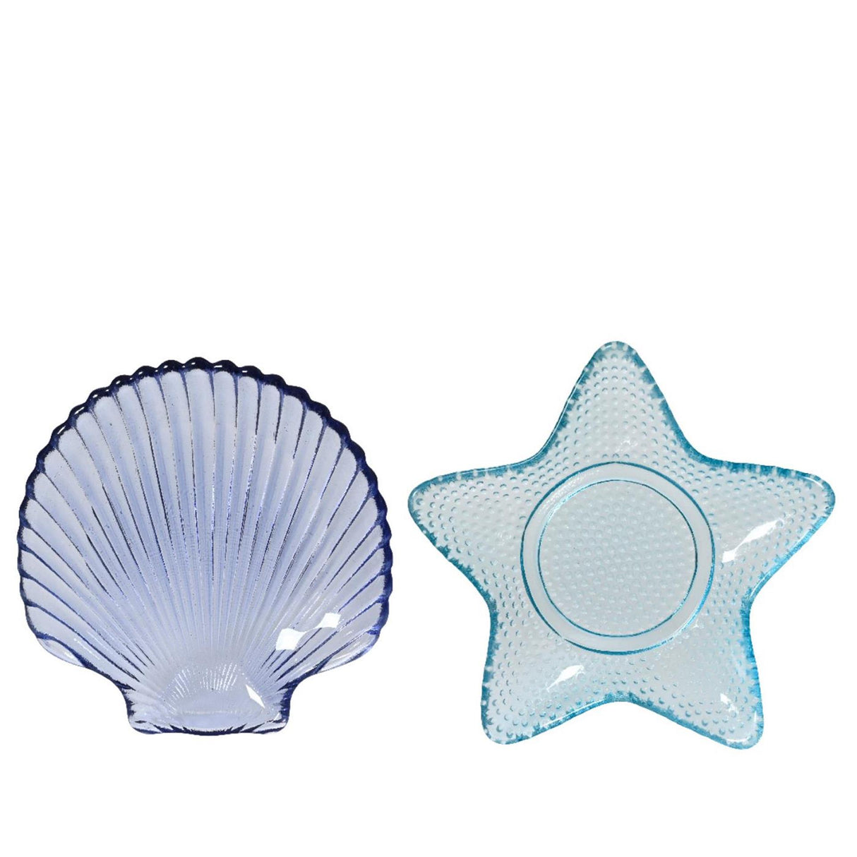 Decoris tallerkenglas ã˜14cmh2cm skal eller stjerneblå