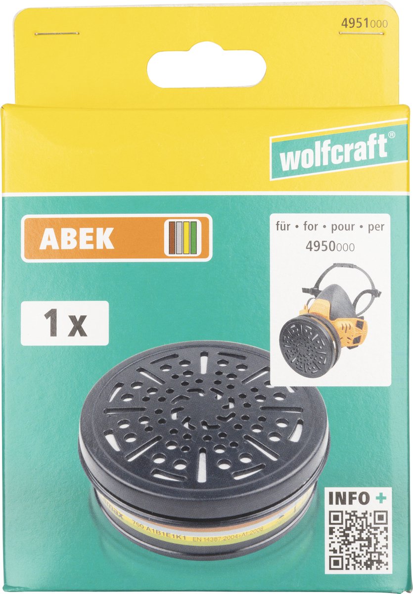 Wolfcraft åndedrætsbeskyttelsesfilter | abek | 1 stk - 4951000