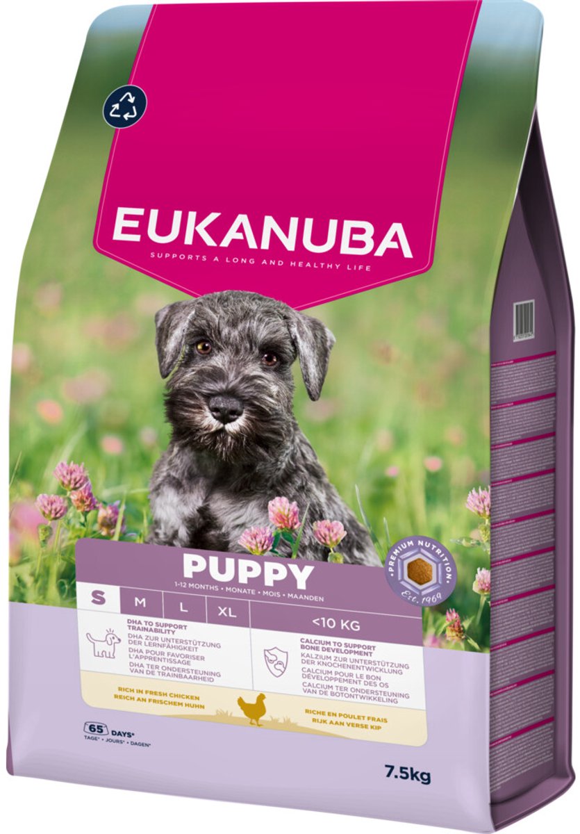 Eukanuba hundefoder dry life pleje hundehvalp lille kylling - 7,5 kg