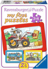 Ravensburger gravemaskine, traktor og dumper - mine første puslespil - 3x6 brikker - børnepuslespil