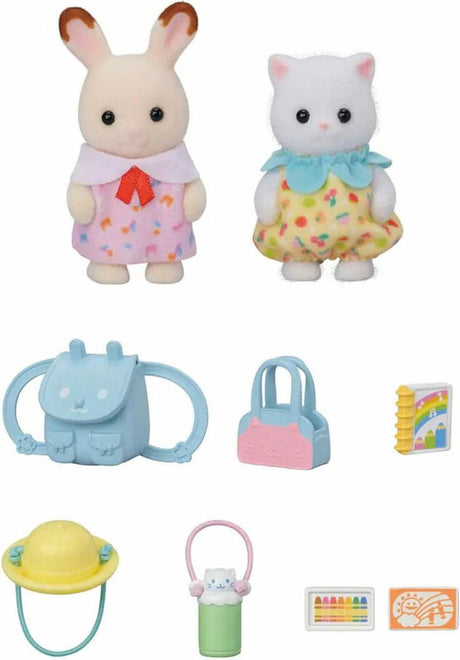 Sylvanian familier 5747 duo af småbørnsvenner går sammen - 2 fløjlsbløde legefigurer