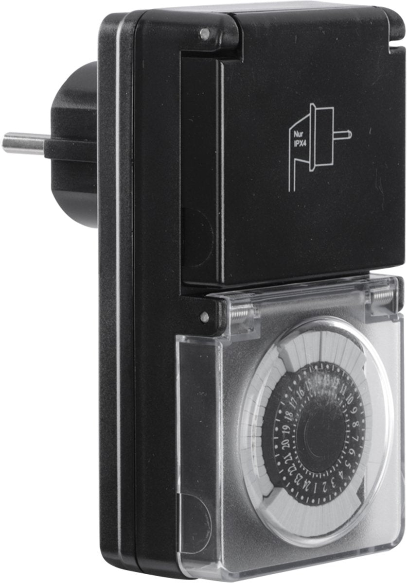 Q-link tidsur - jordet - ip44 - fast rytter - 30 minutter - sort
