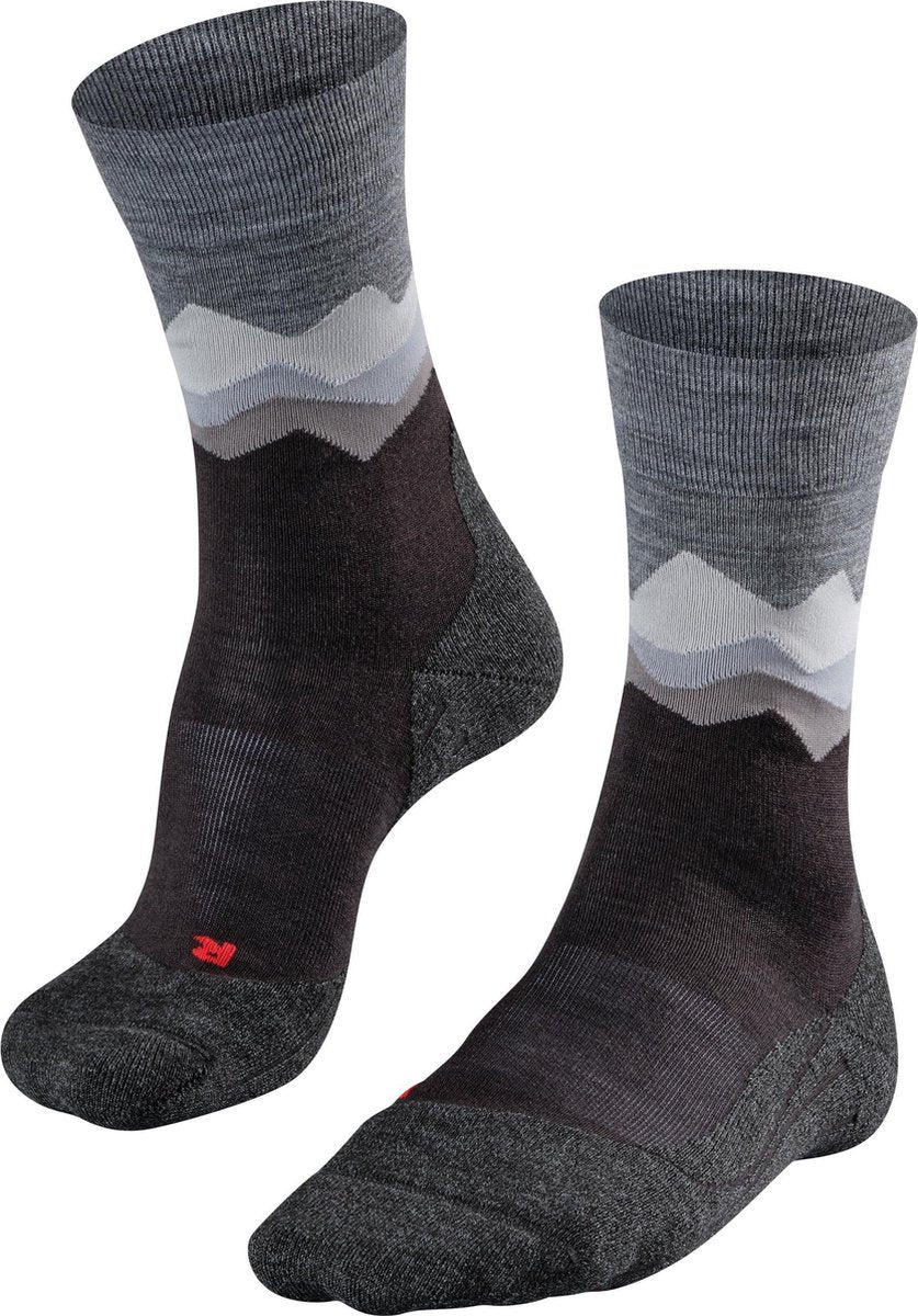 Falke tk2 anti-blister tykt uld funktionelt materiale gåstrømper herre sorte - str. 39-41
