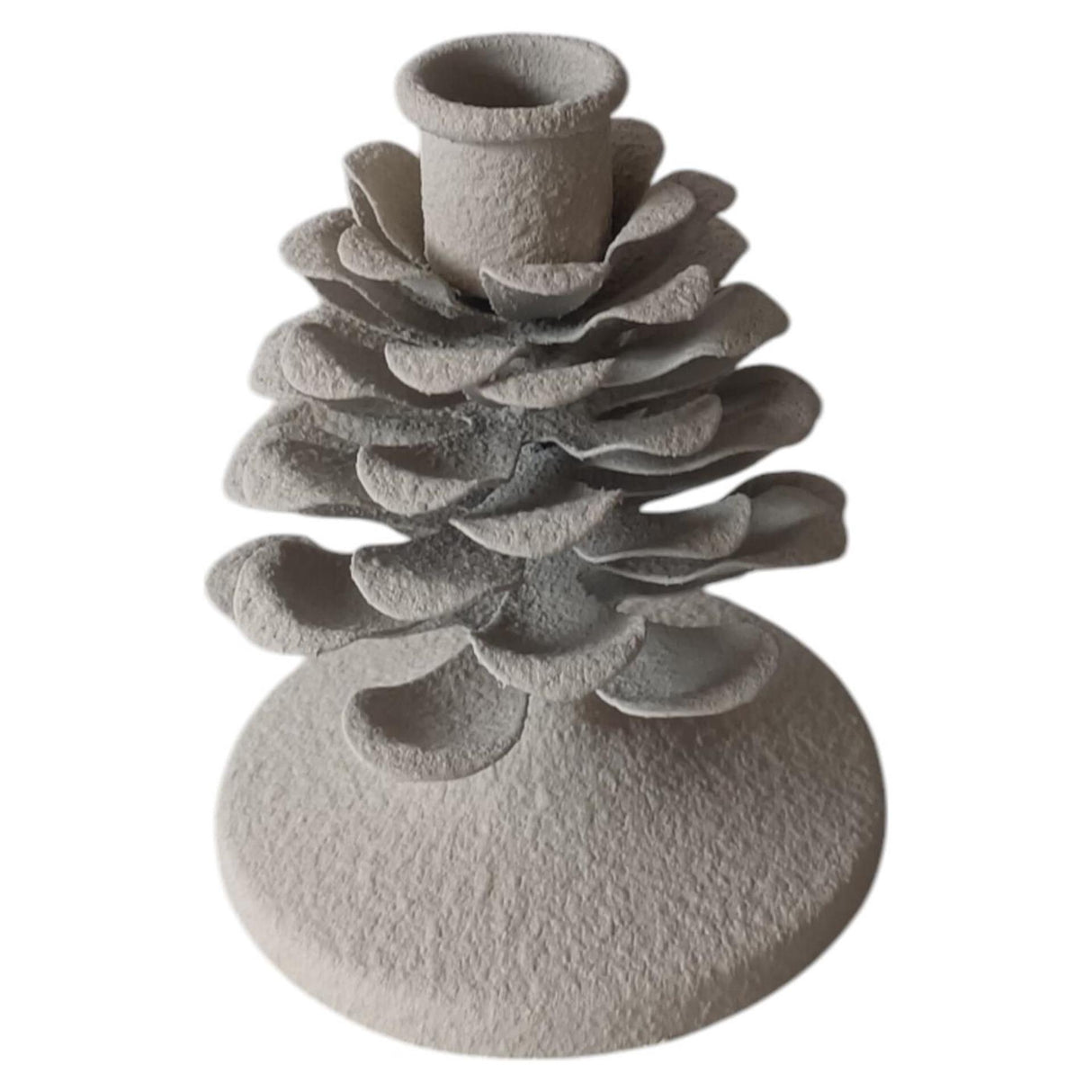 Mansion atmosphere kandelaar pinecone wit 9,5x9,5x11,5cm