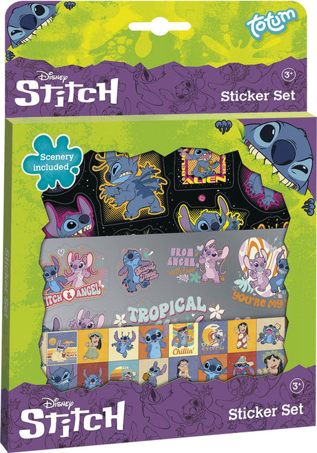 Totum disney stitch stickers - lilo stitch sticker sæt | 3 plader med legeindretning | klistermærker kreativt håndværkslegetøj til drenge og piger fra 3 år