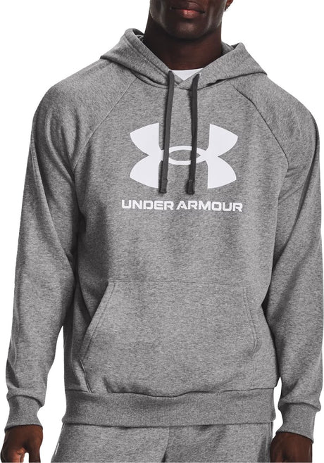 Under Armour UA Rival Fleece Logo HD-Gry Sportstrøje til mænd - Castlerock Light Heather - Hvid
