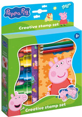Totum peppa pig kreativt håndværkssæt med stempler, blyanter og klistermærker - pædagogisk legetøj junior kreativt håndværk stemplingshåndværk