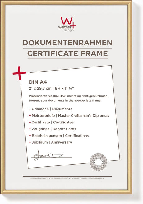 Walther new lifestyle - plastikramme - fotostørrelse 21x29,7 cm (din A4) - guld
