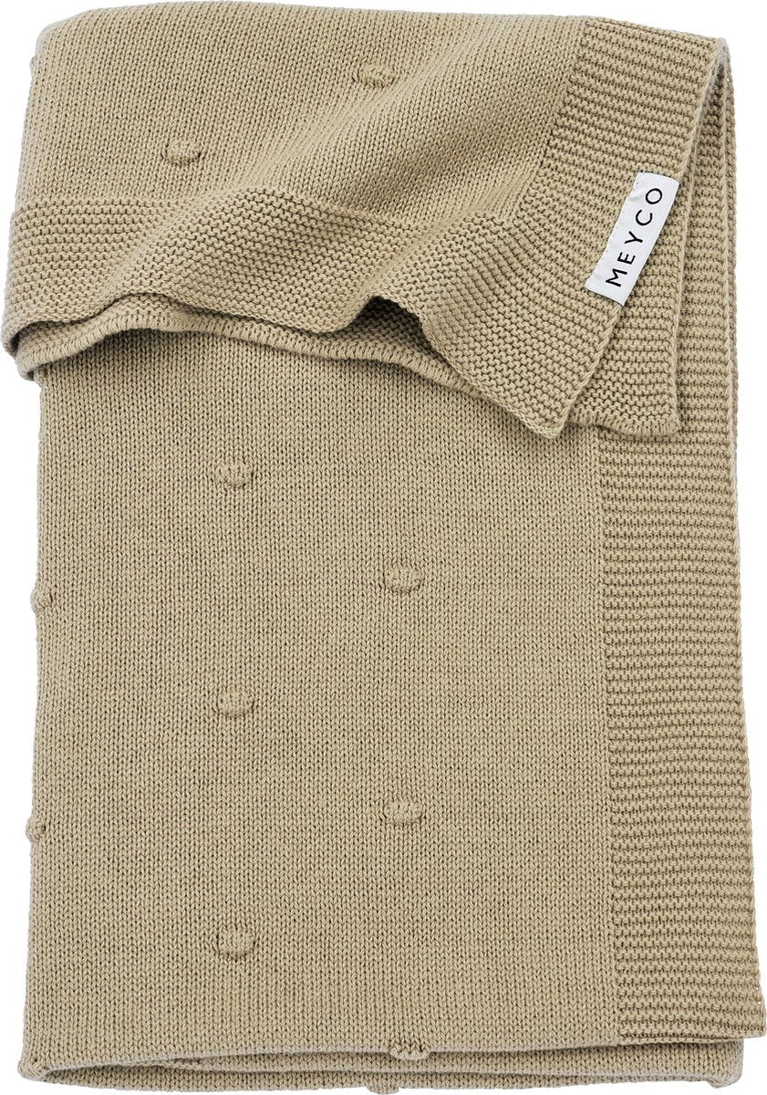Meyco baby mini knots krybbetæppe - sand - 100x150cm - 1,0 tog