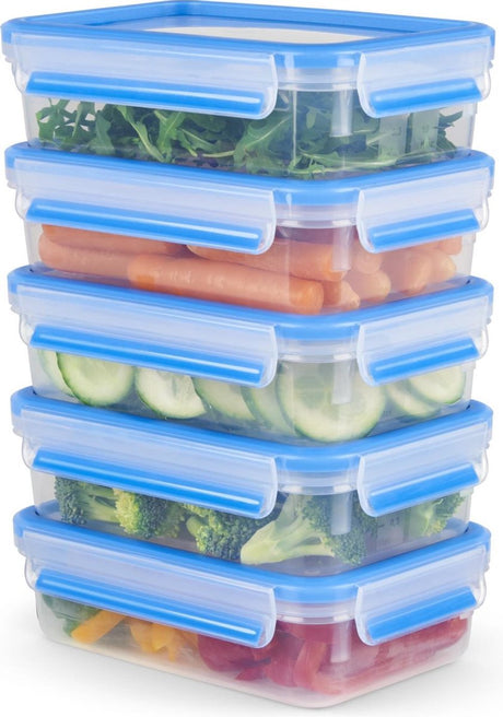 Tefal masterseal fresh n1030710 mealprep madopbevaringsbokssæt - 5x 0,8l - 100% lækagesikker - madbeholdere - mikroovnsikker