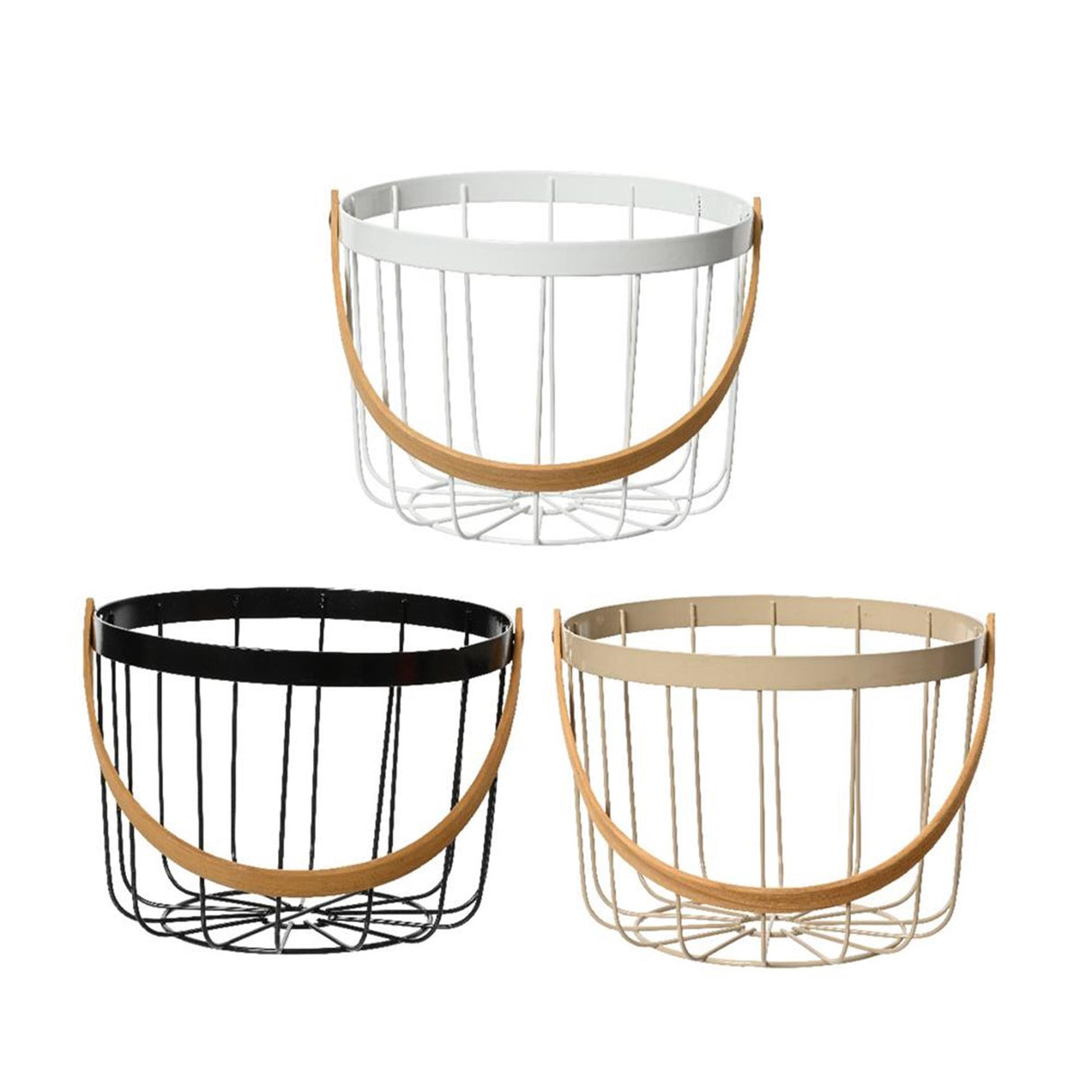 Decoris kurv med håndtag metal 3 assorteret