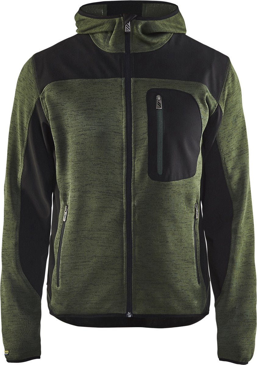 Blåkläder blaklader strik cardigan med softshell 4930-2117 - armygrøn sort - xxl