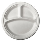 Papstar 12 plader sukkerrør ren 3-rum ø23cm
