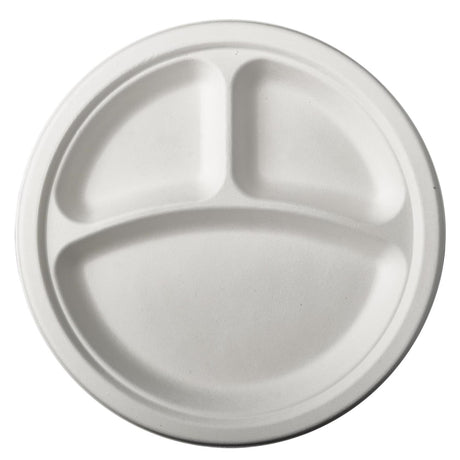 Papstar 12 plader sukkerrør ren 3-rum ø23cm