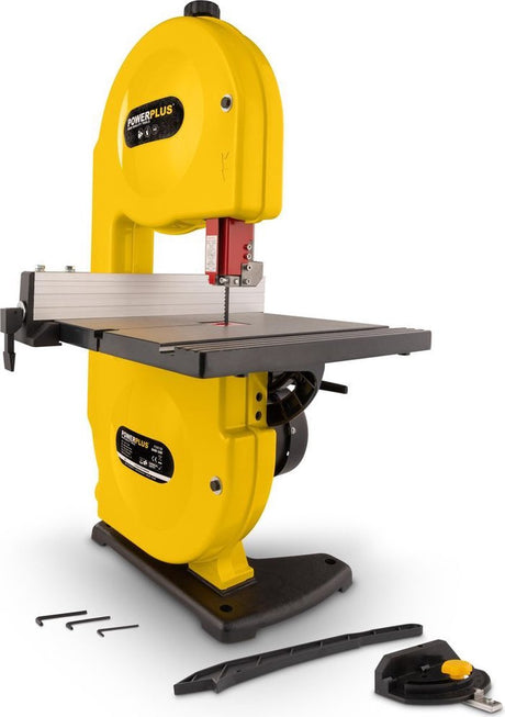 Powerplus elektrisk båndsav powx180 - 350w savmaskine - 300x300mm bord - parallelstyret hjørnestyr - med 1 stk.