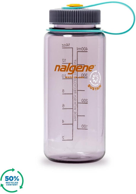 Nalgene - flaske med bred mund - drikkeflaske - vandflaske - lækagesikker - 500 ml - bpa fri - sustain - aubergine