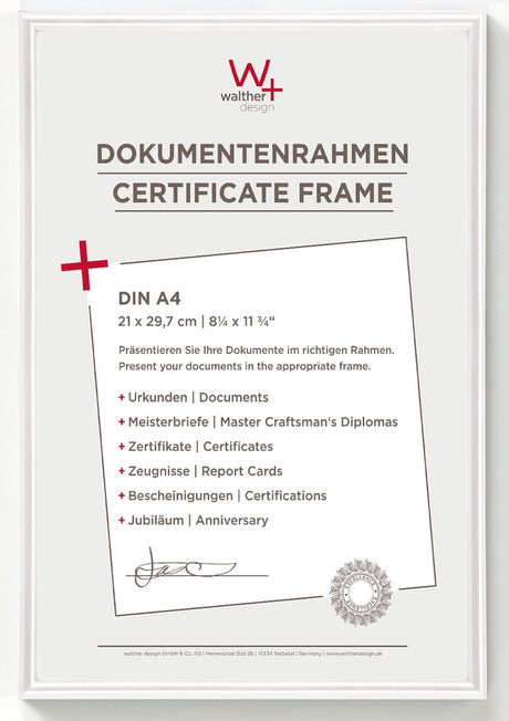 Walther galeria - plastramme - fotostørrelse 21 x 29,7 cm (din A4) - hvid