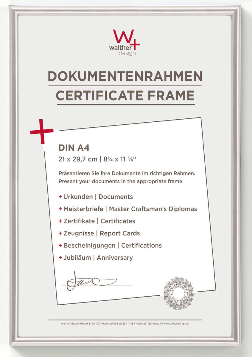 Walther galeria - plastramme - fotostørrelse 21x29,7 cm (din A4) - sølv