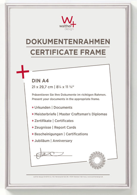 Walther galeria - plastramme - fotostørrelse 21x29,7 cm (din A4) - sølv