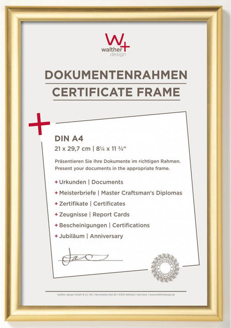 Walther trendstyle - plastramme - fotostørrelse 21x29,7 cm - guld