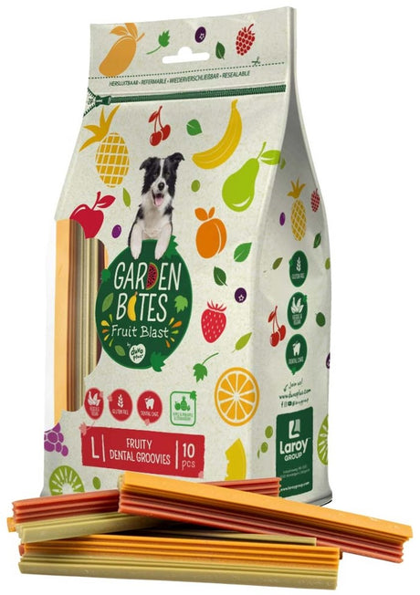 Havebid duvoplus - frugtagtige dental groovies hundesnacks - hundegodbidder - vegetarisk glutenfri - store 10 stk.