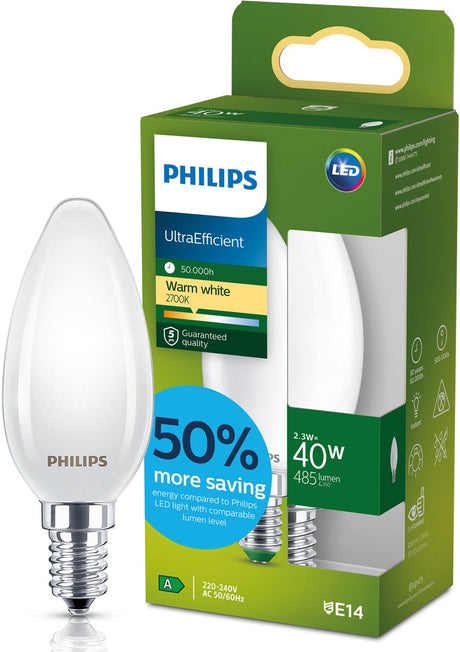 Philips led philips ultra efficient led lamp transparant - 60 w - e27 - dimbaar warmwit licht - energielabel a