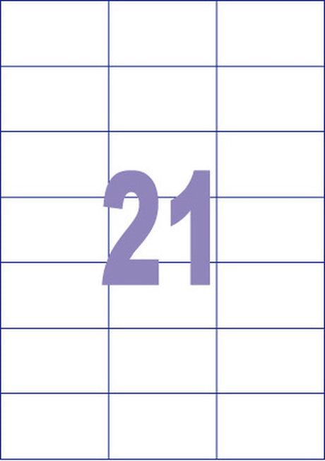 Kangaro etiket - inkjet laser kopieer - 70x42,3mm - 100 vel - 21 stickers per vel