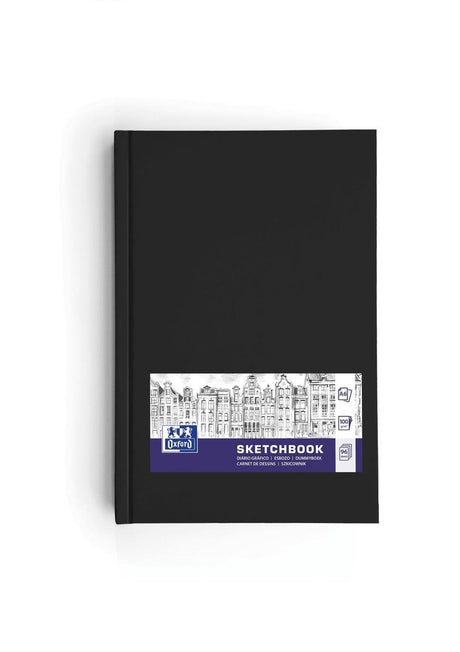Oxford skitsebog - a6 - 96 ark - 100g papir - hårdt omslag - sort